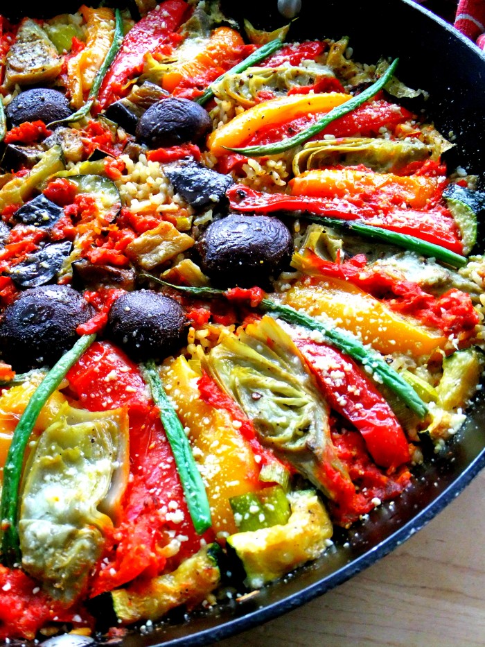 paella de verduras, estilo italiano